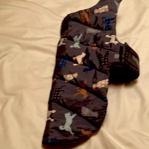 Land’s End Dog Puffer Vest adjustable Grey polkadot plaid dog print Medium - Picture 1 of 17